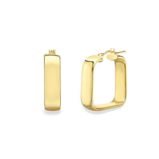 9ct Gold Square Hoop Earrings - EANR02230