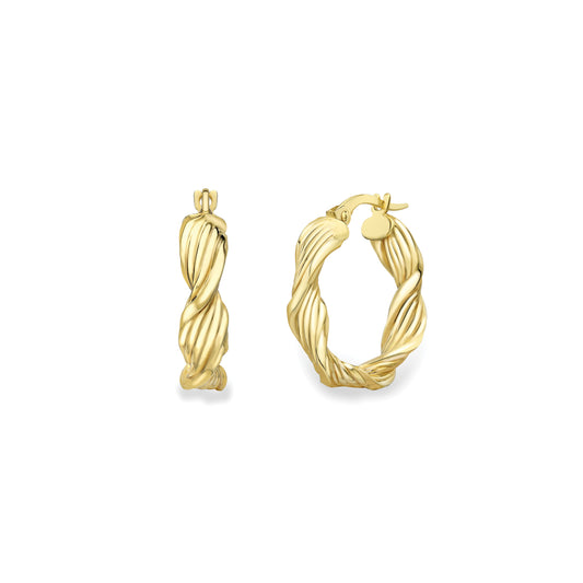 9ct Gold Twisted Hoop Earrings - EANR02234