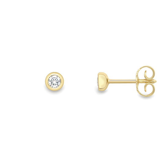 18ct Gold Rubover Diamond Stud Earrings - EGNR02251