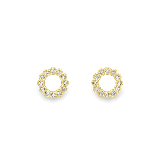 18ct Gold Circle Diamond Earrings - EGNR02252