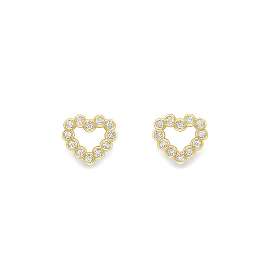 18ct Gold Heart Shape Diamond Earrings - EGNR02253