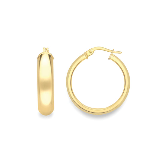 18ct Gold Classic D/Shape Hoop Earrings - EGNR02681