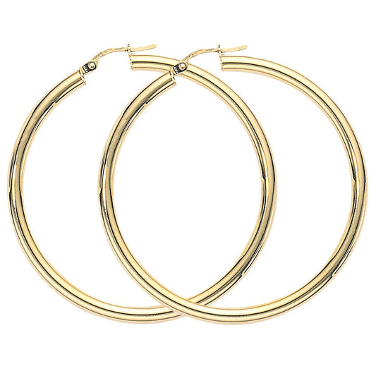 Ladies 9ct Gold Polished Classic Plain Hoop Earrings 45mm - ENR02934