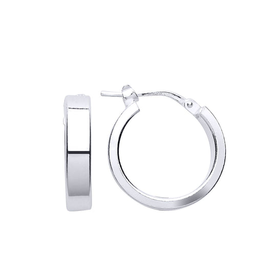 Silver Square Tube Hoop Earrings 17mm - ER102