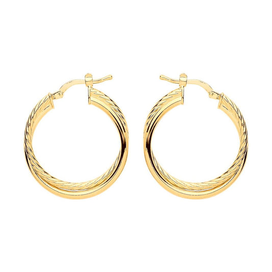 Gilded Silver Twisted Double Hoop Earrings 24mm - ER106