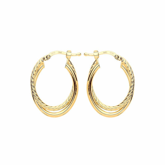 Gilded Silver Twist Double Oval Hoop Earrings - ER107