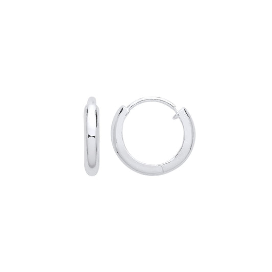 Silver Polished Huggie Hoop Earrings 14mm - ER111