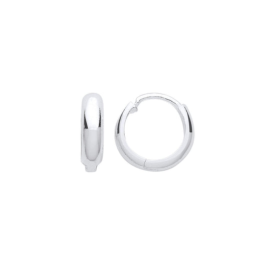 Silver Polished Huggie Hoop Earrings 13mm - ER112