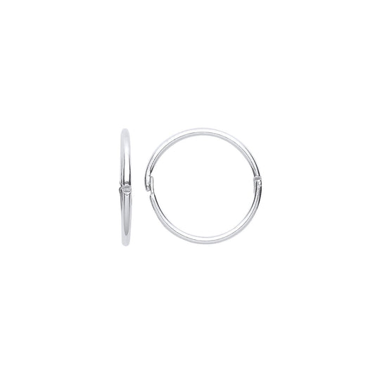 925 Sterling Silver Hinged Sleeper Hoop Earrings 12mm 1mm - ER113
