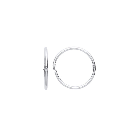 925 Sterling Silver Hinged Sleeper Hoop Earrings 12mm 1mm - ER113