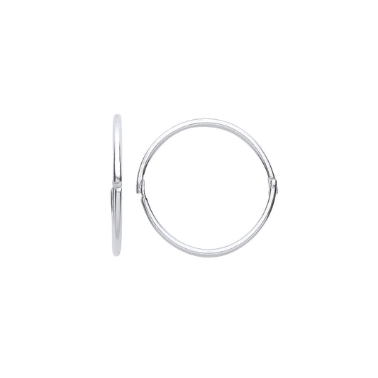 925 Sterling Silver Hinged Sleeper Hoop Earrings 14mm 1mm - ER114