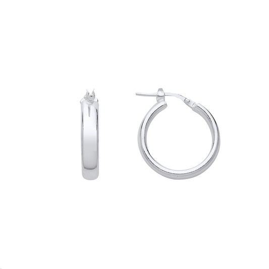 925 Sterling Silver D-Shape Wedding Band Hoop Earrings 20mm 4mm - ER118