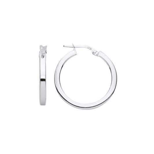 925 Sterling Silver Square Tube Hoop Earrings 22mm - ER119