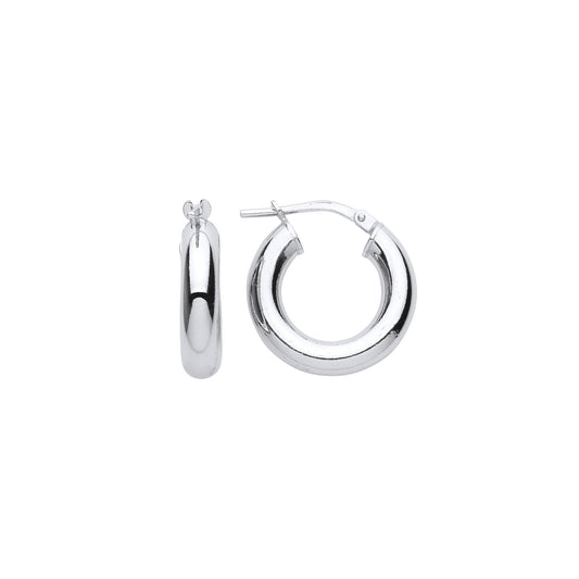 925 Sterling Silver Round Tube Donut Hoop Earrings 16mm 4mm - ER124