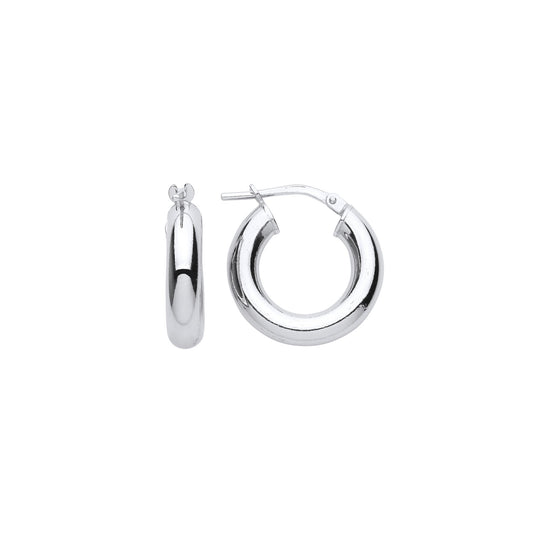 925 Sterling Silver Round Tube Donut Hoop Earrings 16mm 4mm - ER124