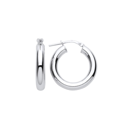 925 Sterling Silver Round Tube Donut Hoop Earrings 20mm 4mm - ER125