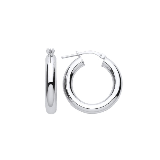 925 Sterling Silver Round Tube Donut Hoop Earrings 20mm 4mm - ER125