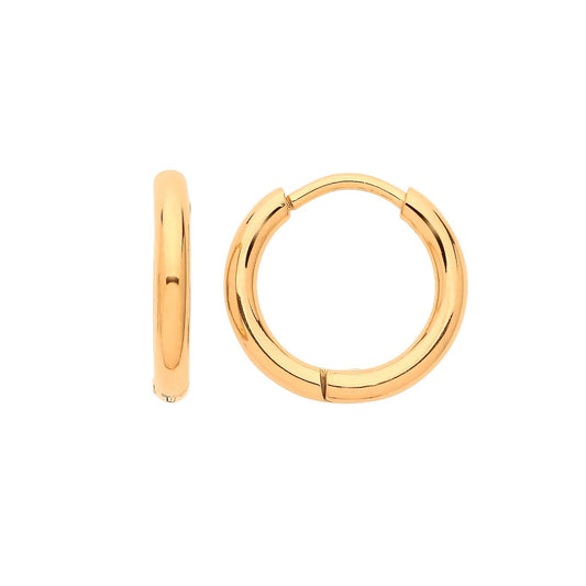 Steel Hinged Huggie Macaroni Round Tube Hoop Earrings 14mm 2mm - ER136G