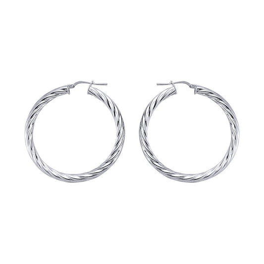 Silver Twisted Hoop Earrings 43mm - ER13