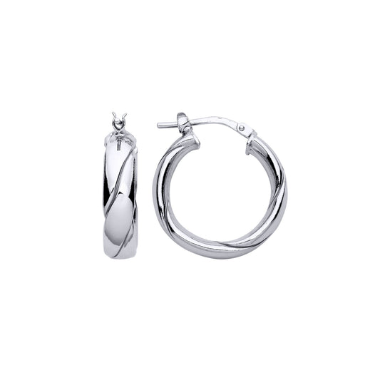 925 Sterling Silver Plaited Chunky Twist Hoop Earrings 20mm 5mm - ER140