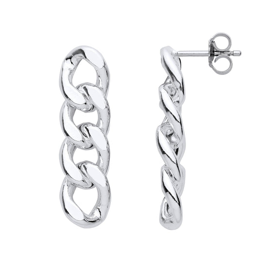 Sterling Silver Plaited Flat Twist Oval Hoop Earrings 15mm 4mm - ER147