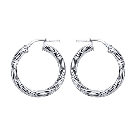 Silver Twisted Hoop Earrings 28mm - ER15