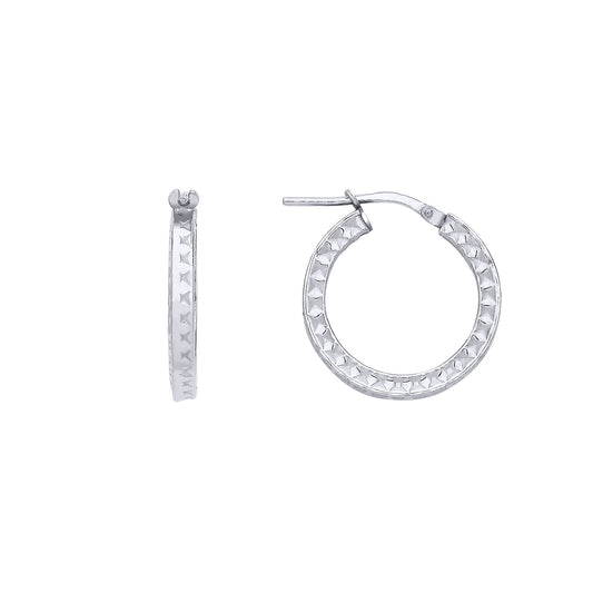 Silver Diamond-cut Square Tube Hoop Earrings 20mm 2.5mm - ER161