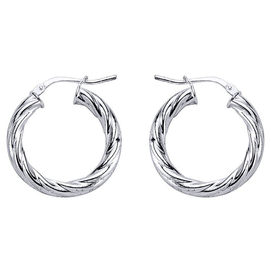 Silver Twisted Hoop Earrings 4mm 23mm - ER16