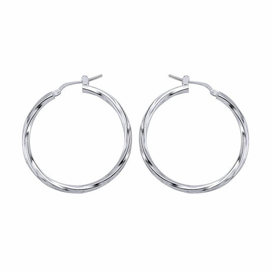 Silver Twisted Hoop Earrings 37mm - ER18