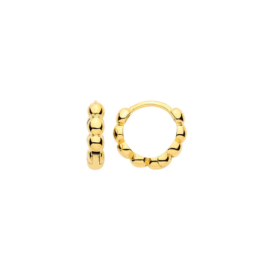 Gold-plated Sterling Silver Bead Huggie Hoop Earrings - ER216