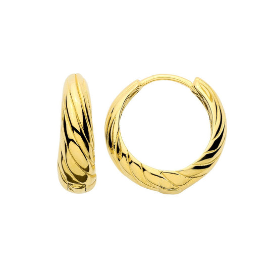 Gilded Silver Tapered Twist Croissant Huggie Hoop Earrings - ER229
