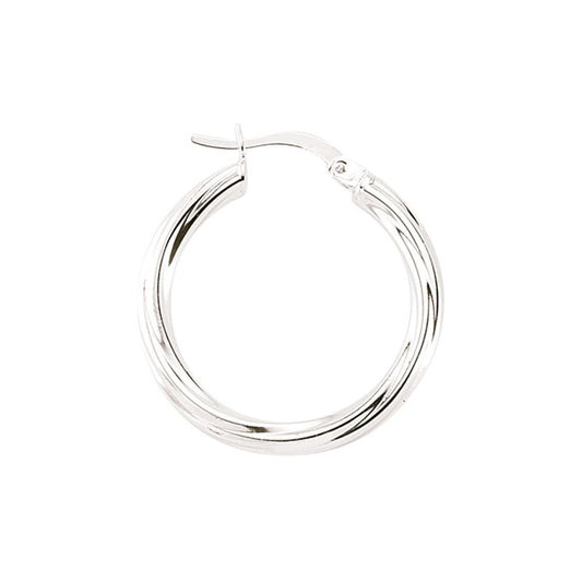 Silver Twisted Hoop Earrings 22mm 3mm - ER25