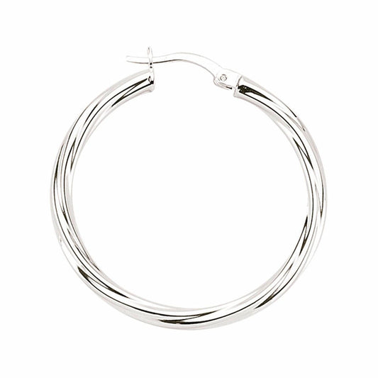 Silver Twisted Hoop Earrings 33mm 3mm - ER26