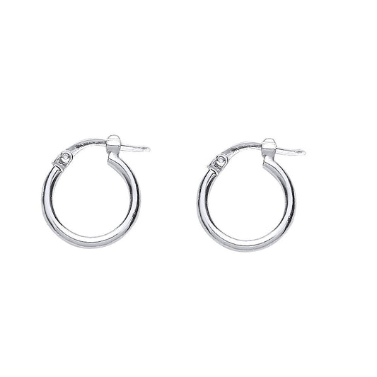 Silver Round Tube Polished Hoop Earrings 15mm 1mm - ER34