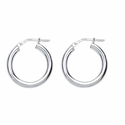Silver Round Tube Polished Hoop Earrings 20mm 2mm - ER36