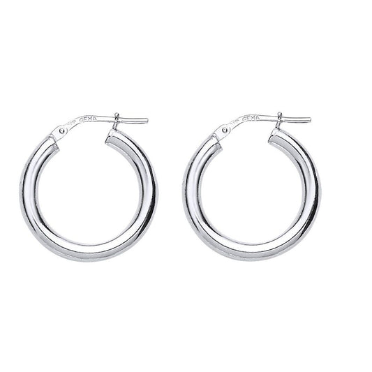 Silver Round Tube Polished Hoop Earrings 20mm 2mm - ER36