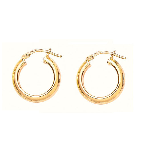 Gilded Silver Round Tube Polished Hoop Earrings 18mm 2.5mm - ER37