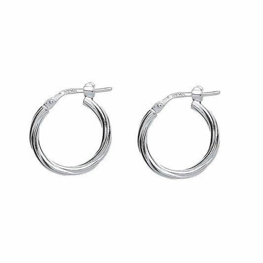 Silver Twisted Hoop Earrings 18mm 2mm - ER45