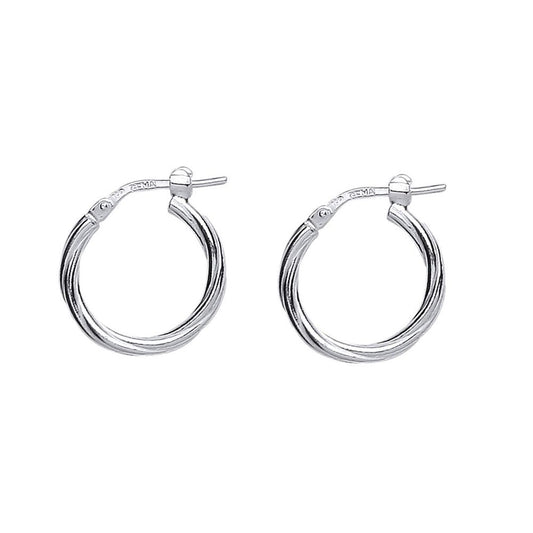 Silver Twisted Hoop Earrings 18mm 2mm - ER45