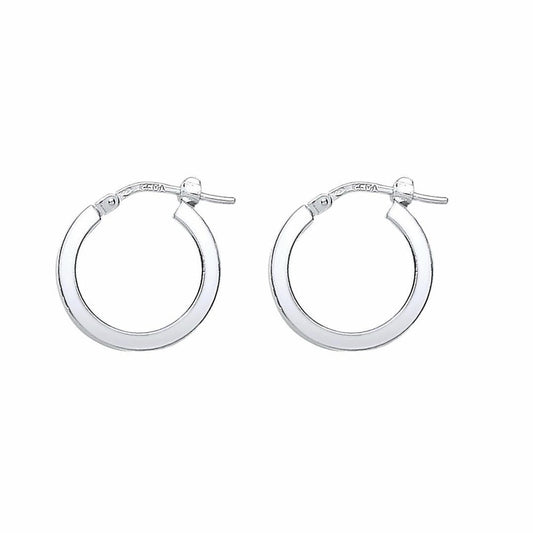 Silver Square Tube Polished Hoop Earrings 17mm 2mm - ER47