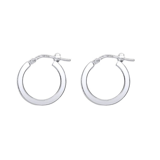 Silver Square Tube Polished Hoop Earrings 17mm 2mm - ER47