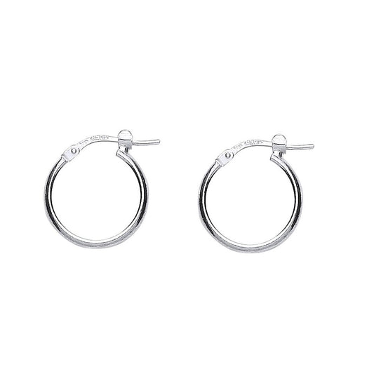 Silver Round Tube Polished Hoop Earrings 15mm 1mm - ER48