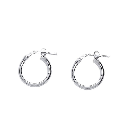 Silver D-Shape Wedding Band Style 4mm Hoop Earrings 14mm - ER49