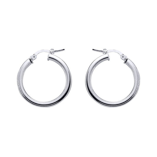 Silver Square Tube Polished Hoop Earrings 24mm - ER4