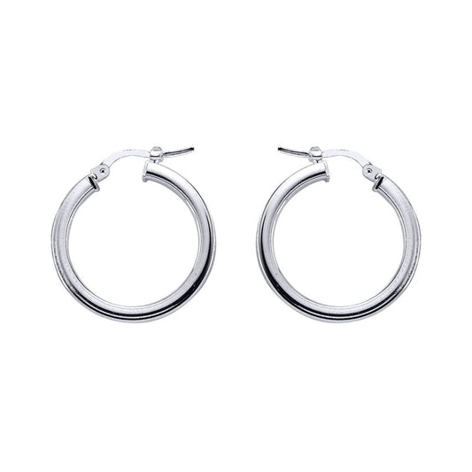 Silver Square Tube Polished Hoop Earrings 24mm - ER4