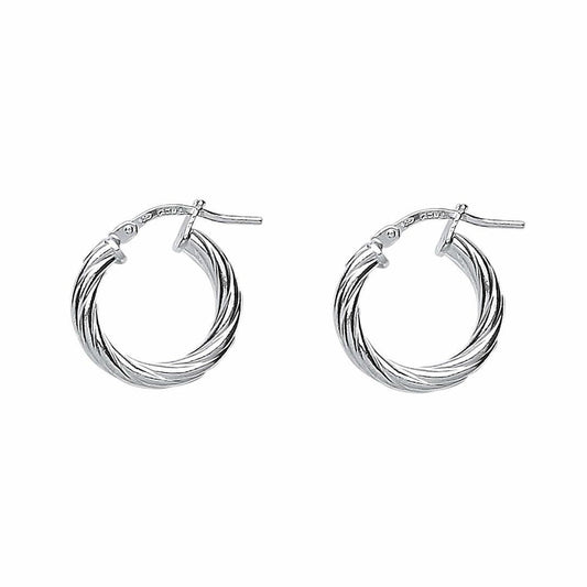 Silver Twisted Hoop Earrings 16mm 3mm - ER50