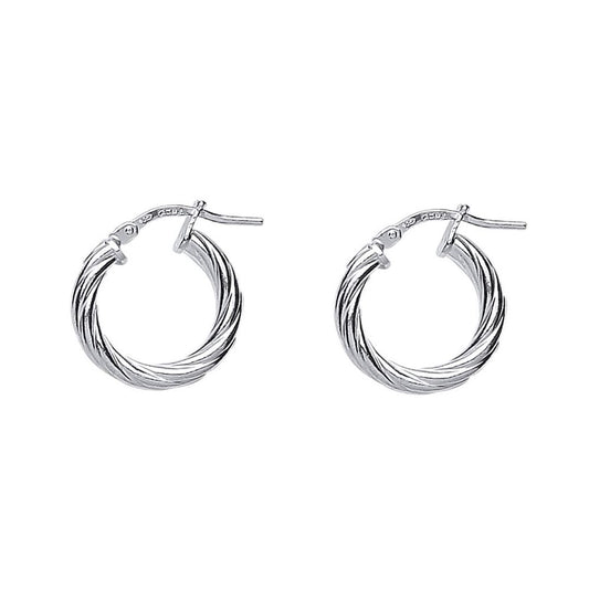 Silver Twisted Hoop Earrings 16mm 3mm - ER50
