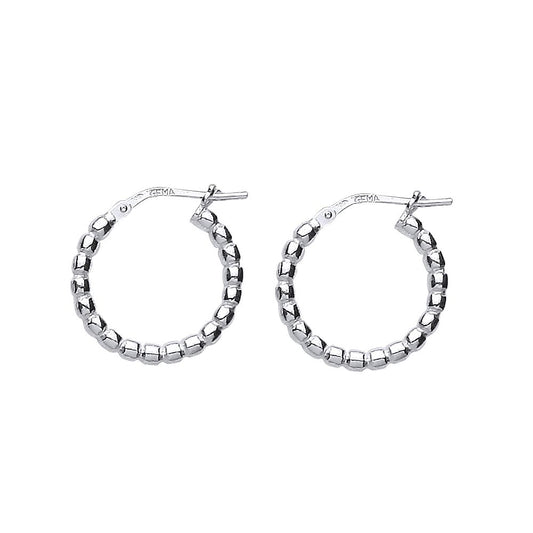 Silver Bead Hoop Earrings 18mm 2mm - ER51