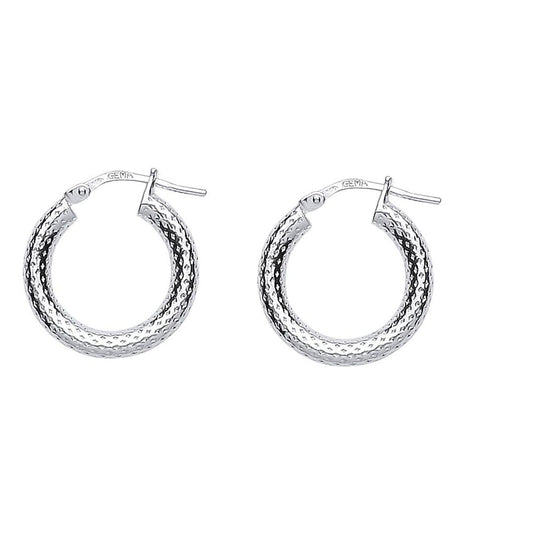 Silver Snake Skin Hoop Earrings 19mm 3mm - ER53