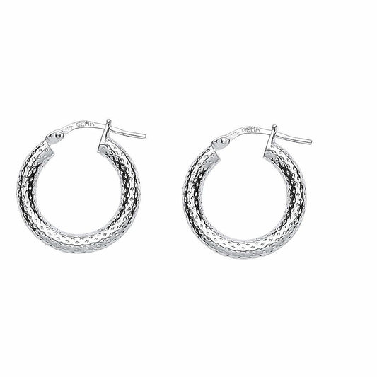 Silver Snake Skin Hoop Earrings 19mm 3mm - ER53